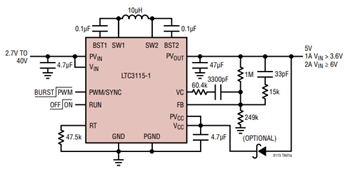 Applikations-Schaltungsdiagramm - Analog Devices Inc. LTC31xx Synchrone DC/DC-Auf-/Abwärtswandler